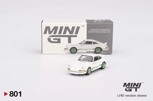 MGT00801 1/64 Porsche 911 Carrera RS 2.7 Grand Prix White with Green Livery