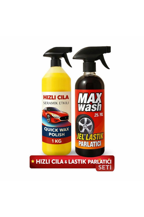 🚗Hızlı Cila + Lastik Parlatıcı Seti 2’Li – Seramik Etkili Oto Bakım Seti Max Wash✨