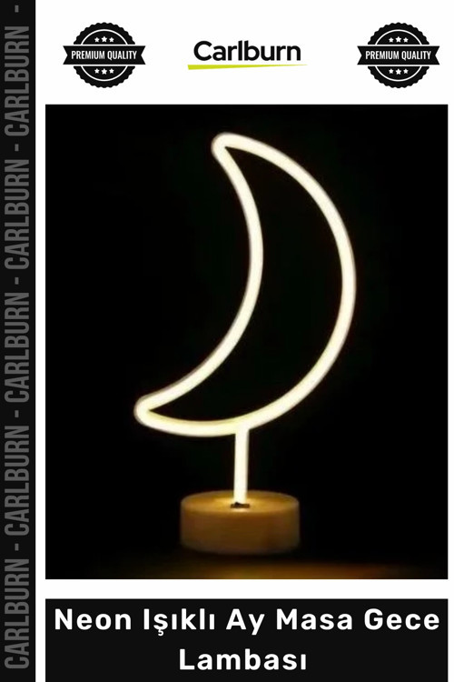 #GeceLambası Dekoratif Modern Şık Led Aydınlatma Hediye Neon Işıklı Ay Masa Gece Lambası Pil+Usb