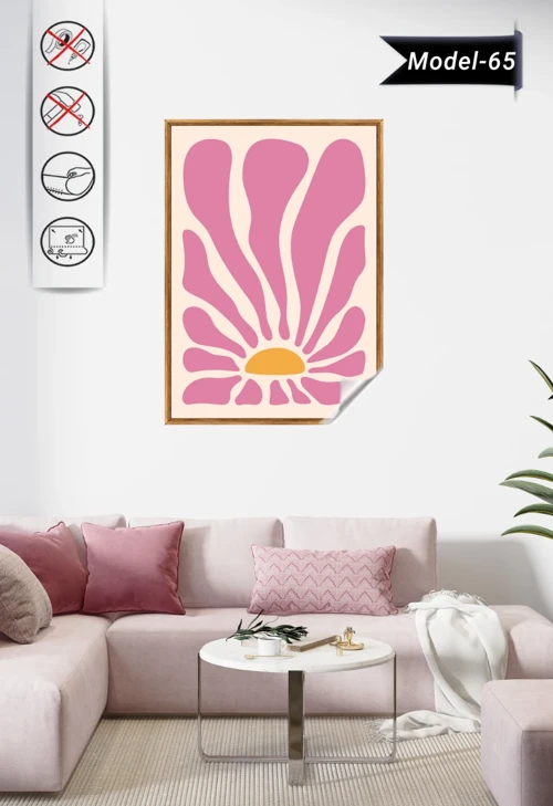 Statik Tutunma Özellikli Tablo - Poster Çiçek (Model- 65)