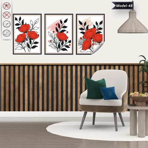 Statik Tutunma Özellikli Tablo - Poster Çiçek (Model- 48)
