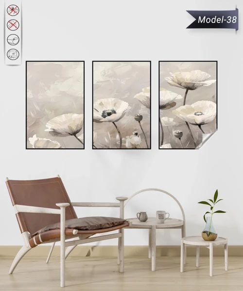 Statik Tutunma Özellikli Tablo - Poster Çiçek (Model- 38)