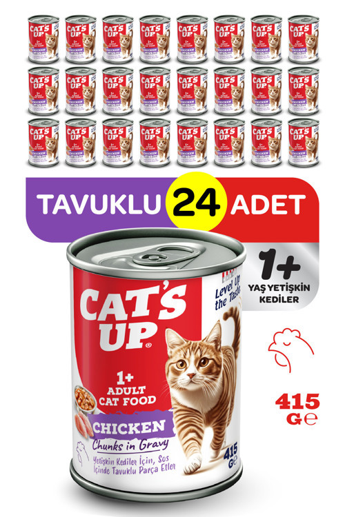 Cats Up Yaş Yetişkin Kedi Maması Tavuklu 415gr 24Lü