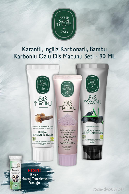 90 ml X3 Karanfil, Karbonat, Bambu Diş Macunu, Rosie
