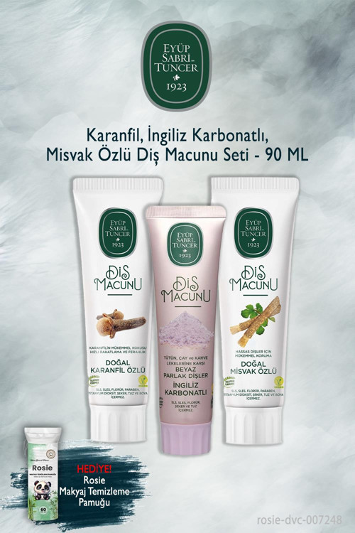 3'lü Karanfil, Karbonat, Misvak 90 ml Diş Macunu, Rosie