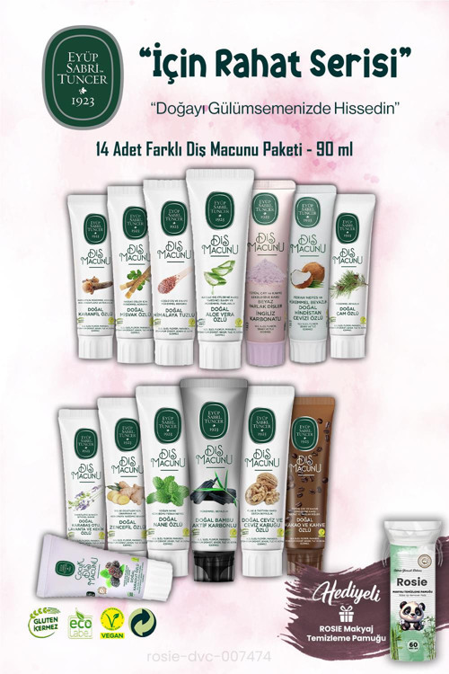 İçin Rahat Serisi - 14 Adet Diş Macunu 90 Ml ve Rosie Pamuk