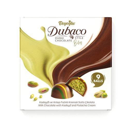 Dubaco Çıtır Kadayıflı Ve Antep Fstık Kremalı Dubai Topları 9'lu (99Gr.)