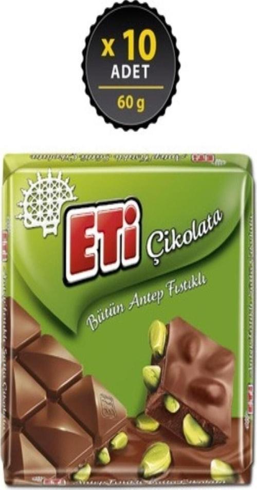 Çikolata Antep Fıstıklı Kare 60 G X 10 Adet