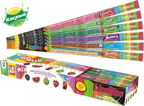 Lico Rico Karışık Meyve Aromalı Ekşili Uzun Şerit Metre Şeker 72 Li Paket