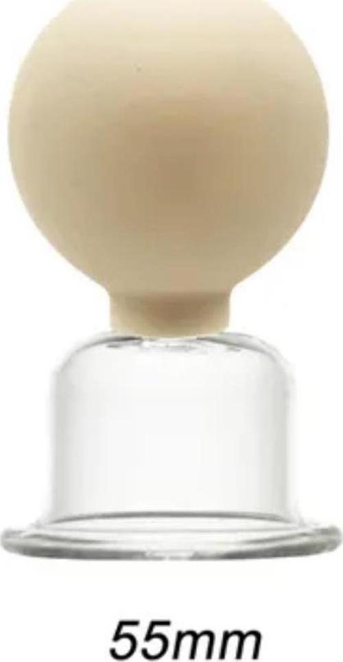 Silikon Vakumlu Selülit ve Boyun İçin Cam Masaj Kupası No:4 Bej Renk