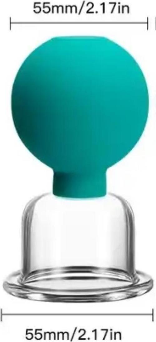 Silikon Vakumlu Boyun Bölgesi Kullanım İçin Cam Masaj Kupası No:4 Yeşil Renk