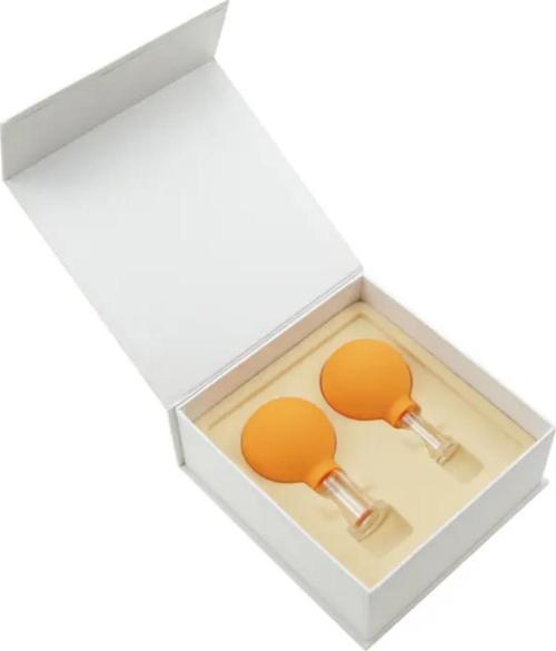 Silikon Vakumlu Cam Yüz Masaj Kupası 2'li Set Turuncu Renk