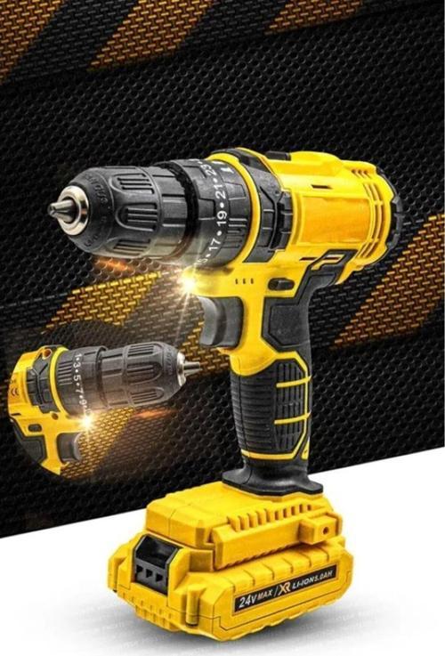 Şarjlı Matkap 24 Volt - 5 Ah - Darbeli - Full Setli - Çift Akülü