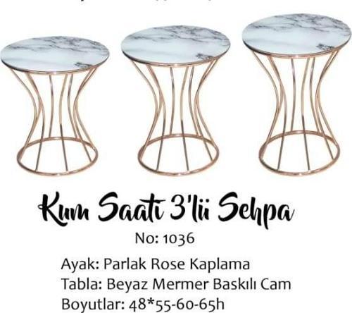 Brc 13394 KUMSAAT Zigon Beyaz Mermer TEMPER Cam Metal Bakır renk kaplama El Yapım