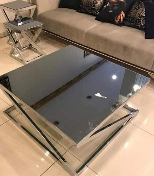 Orta-Zigon 19702 ZLF Sehpa Model TK El Yapımı Krom kaplam füme temper cam El yapı