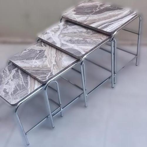 Zigon 134003 Sehpa Demet Model Metal Nikelaj Ayak Mermer Dalgalı Desen El Yapım