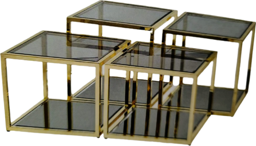Zigon Orta 19333 Model kare Metal gold kaplama Temper kırılmaz cam füme El yapım