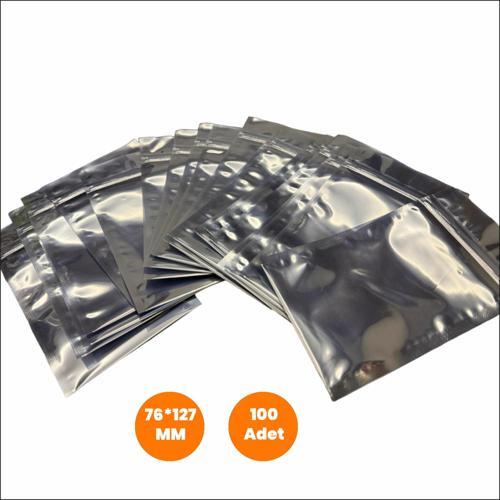 ESD7612 76*127mm 10¹¹ohm 0,076mm Kalınlık Antistatik ESD Kilitli Poşet 100'lü Paket