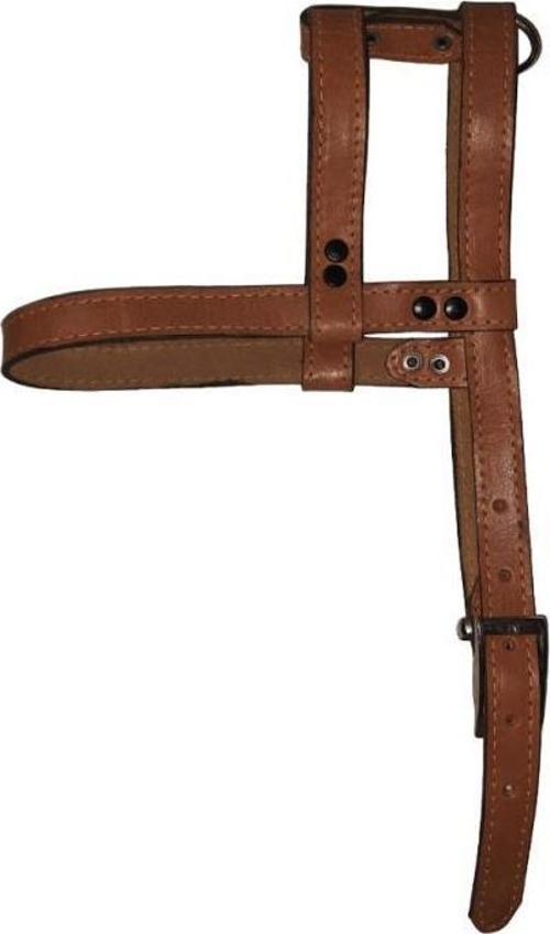Lovely Hakiki Deri Ayarlanır Köpek Göğüs Tasması 2cm 15-25Kg Köpeklere Kahve