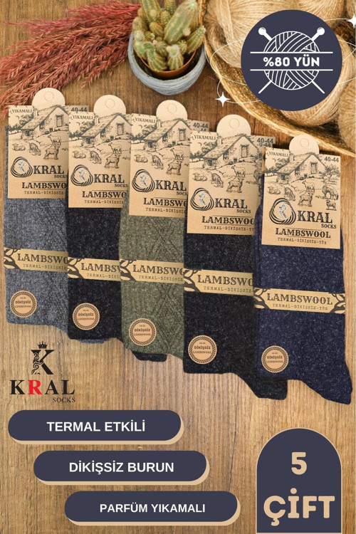5'li Kışlık Yün Lambswool Erkek Çorap