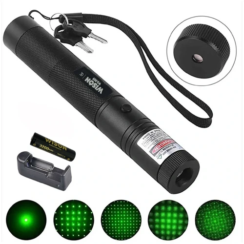 Wison WS-503 100MW 3.7V 3200 mAh Desen Başlıklı Şarjlı Yeşil Lazer Pointer (5250)