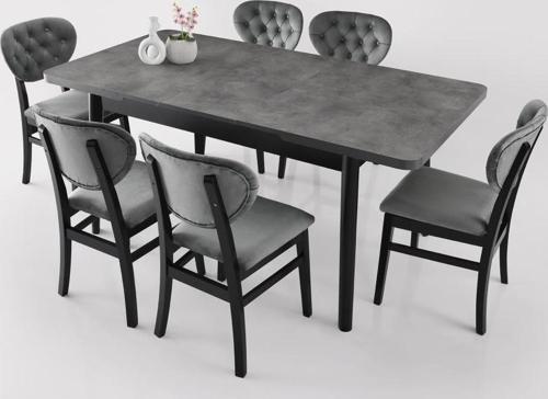 Lotus Papatya Açılır Yemek Masa 6 Sandalye Takımı