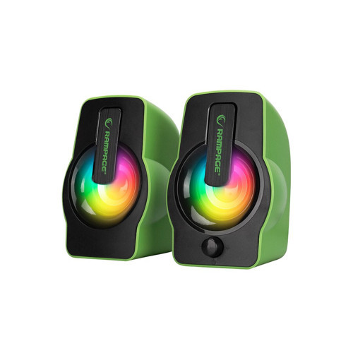 YEŞİL - RGB IŞIKLI 1+1 HOPARLÖR SPEAKAER SET USB KABLO 2.0 MULTİMEDYA - 6W (5250)