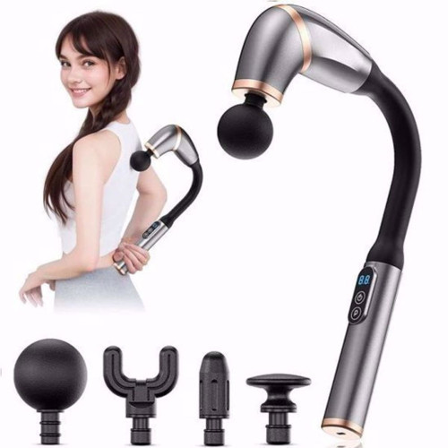 4 Farklı Başlıklı Uzun Saplı Derin Doku Masaj Tabancası, Boyun, Omuz ve Sırt için Ergonomik Saplı Çoklu Masaj Modlu Taşınabilir Masaj Aleti (5250)