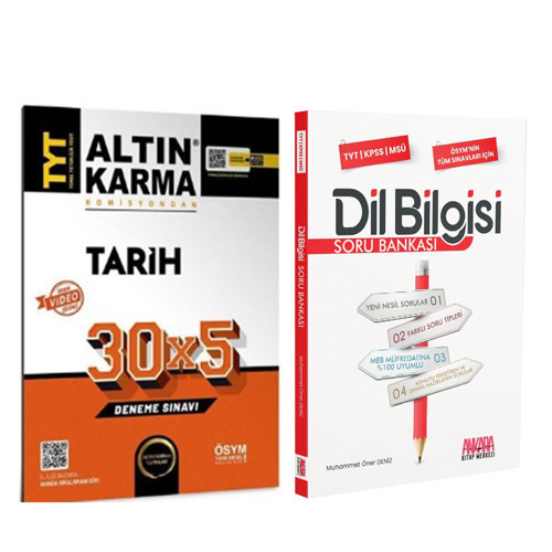 Altın Karma TYT Tarih Deneme ve AKM Dil Bilgisi Soru Bankası Seti 2 Kitap