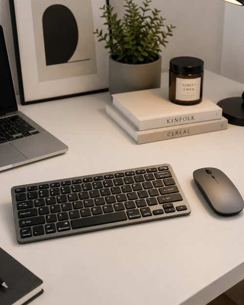 uygun Sessiz Kullanım Sunan Bluetooth Klavye Mouse Seti Çoklu Cihaz Uyumlu popüler