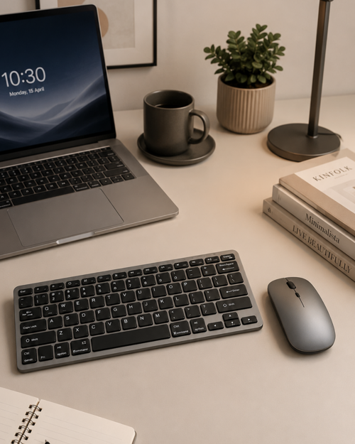 uygun Bluetooth ve 2.4G Destekli Kablosuz Klavye Mouse Seti Şarj Edilebilir popüler