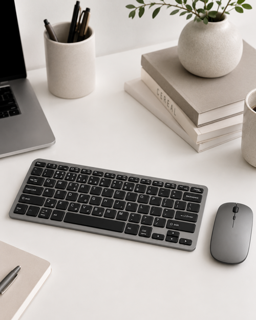 uygun Kablosuz Bluetooth Klavye Mouse Seti Şarjlı Tablet Laptop Uyumlu popüler