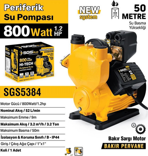 PERİFERİK SU POMPASI 800 WATT 1.2 HP SGS5384