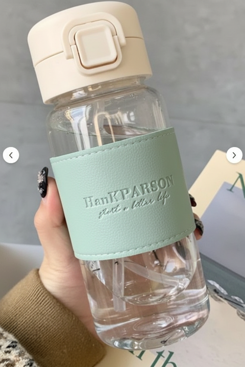 500 ml Pipetli Plastik Suluk- deri kaplamalı-taşınabilir-sızdırmaz-öğrenciler uygun