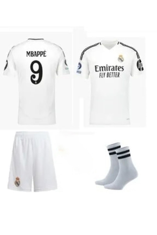 Madrid Mbappe Yeni Sezon Beyaz Çocuk Forması 3 Parça Forma , Şort, Çorap