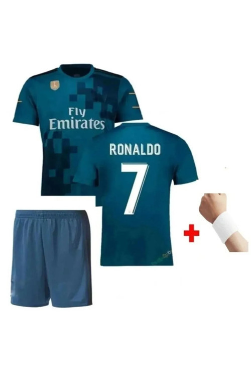 Real.Madrid. Ronaldo 2017/18 Sezon Turkuaz Çocuk Forma Takımı 4 Parça