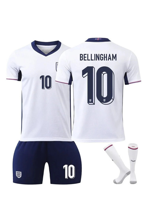 Bellingham İngiltere Milli Takım 4 Lü Set Çocuk Futbol Forması Forma+Şort (Çorap+Bileklik) Hediye