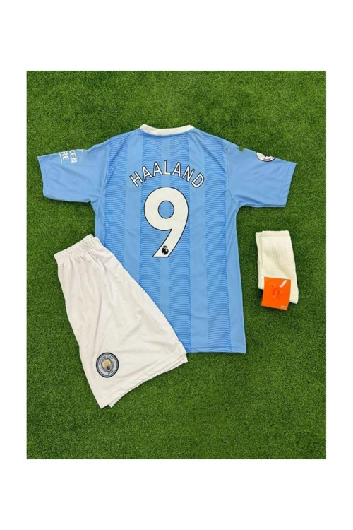 Haaland Manchester.Cty Yeni Sezon Çocuk Forması 4Lü Set Çorap+Biliklik Hediye