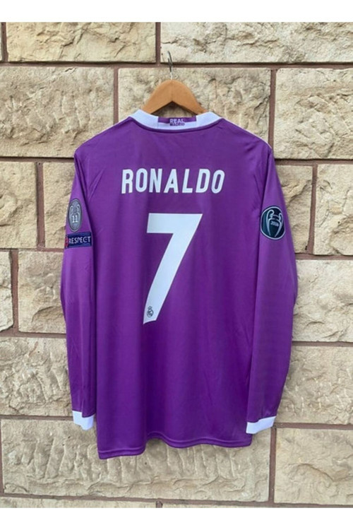 Ronaldo. Real. Madrid. 2017-16 Sezonu Mor Renk Uzun Kol Yetişkin Forması