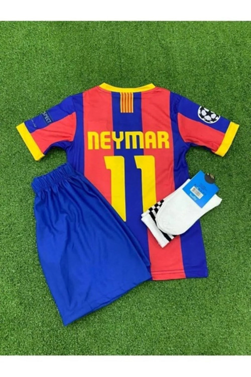 Neymar Jr Bordo 4 Lü Set Çocuk Futbol Forması Forma+Şort (Çorap+Bileklik) Hediye
