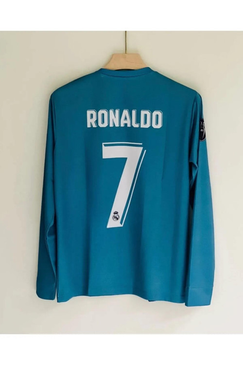 Ronaldo Real.Madrid 2018 Turkuaz Şampiyonlar Ligi Uzun Kol Yetişkin Forma
