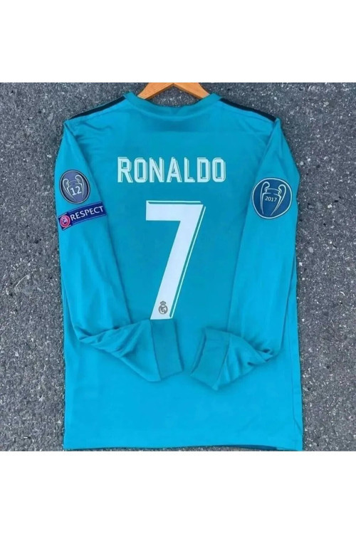 R'Eal M'Adrid Cristiano Ronaldo 2017/18 Şampiyonlar Ligi Turkuaz Uzun Kollu Forması