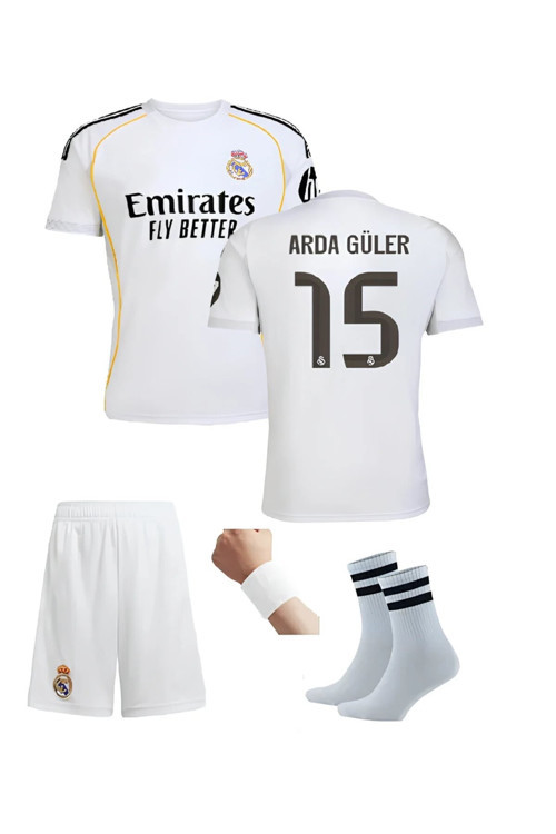 Arda.Gülerr. Yeni Sezon Beyaz 4 Lü Set Çocuk Futbol Forması Forma+Şort (Çorap+Bileklik) Hediye
