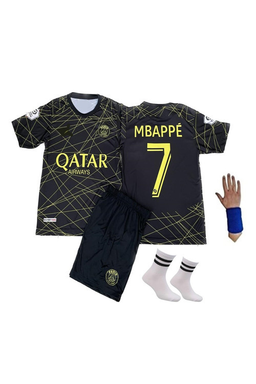 Kylian Mbappé Psg Özel Tasarım Gold-Siyah Çocuk Forması 4 Parça