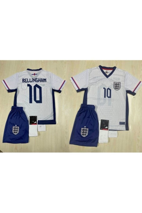 İngiltere Jude Bellingham Beyaz Çocuk Futbol Forması 4'Lü Set Çorap+Bileklik Hediye Spor T-Shirt 11