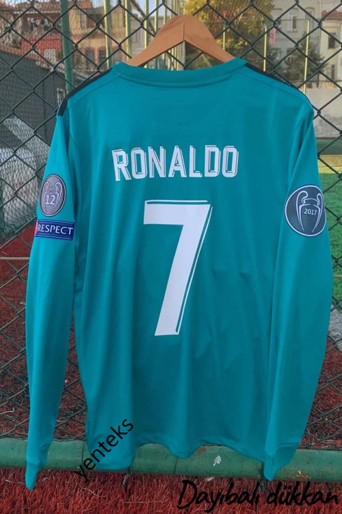 Real Madrid Ronaldo 2018 Deplasman Turkuaz Uzun Kol Yetişkin Forması