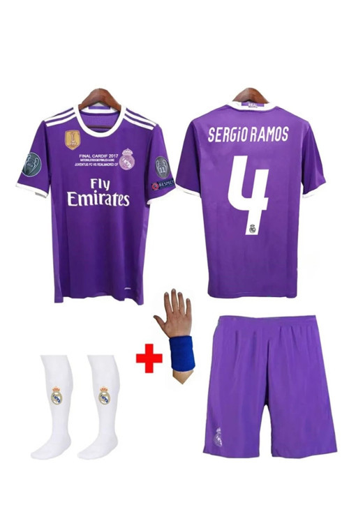 Real.Madrid. Sergio Ramos Mor 2017 Cardif Çocuk Forma Takımı 4 Parça