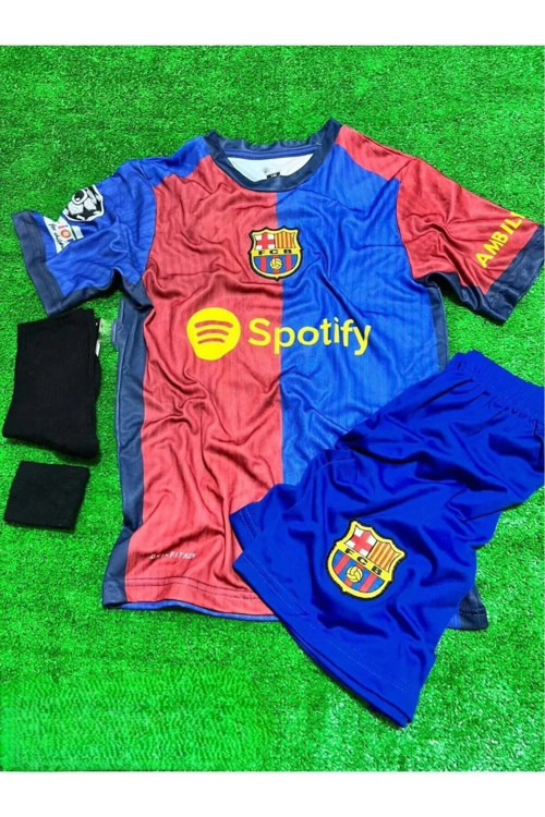 Lamine Yamal Bordo Barcelona.2025 Yeni Sezon Retro Çocuk Forma Takımı 4 Parça