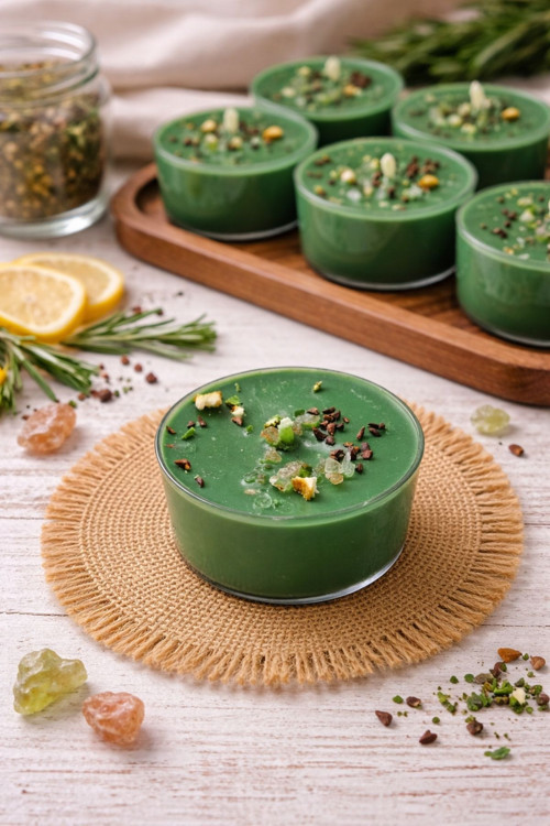 Kalp Çakrası Yeşil Mum Seti – El Yapımı Doğal Tealight (6’lı)