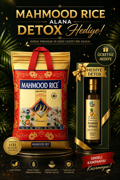 MAHMOOD RİCE 1121 BASMATİ PİRİNÇ 4 KG +PROMAR ANANASLI DETOX 250 ML (HEDİYE)